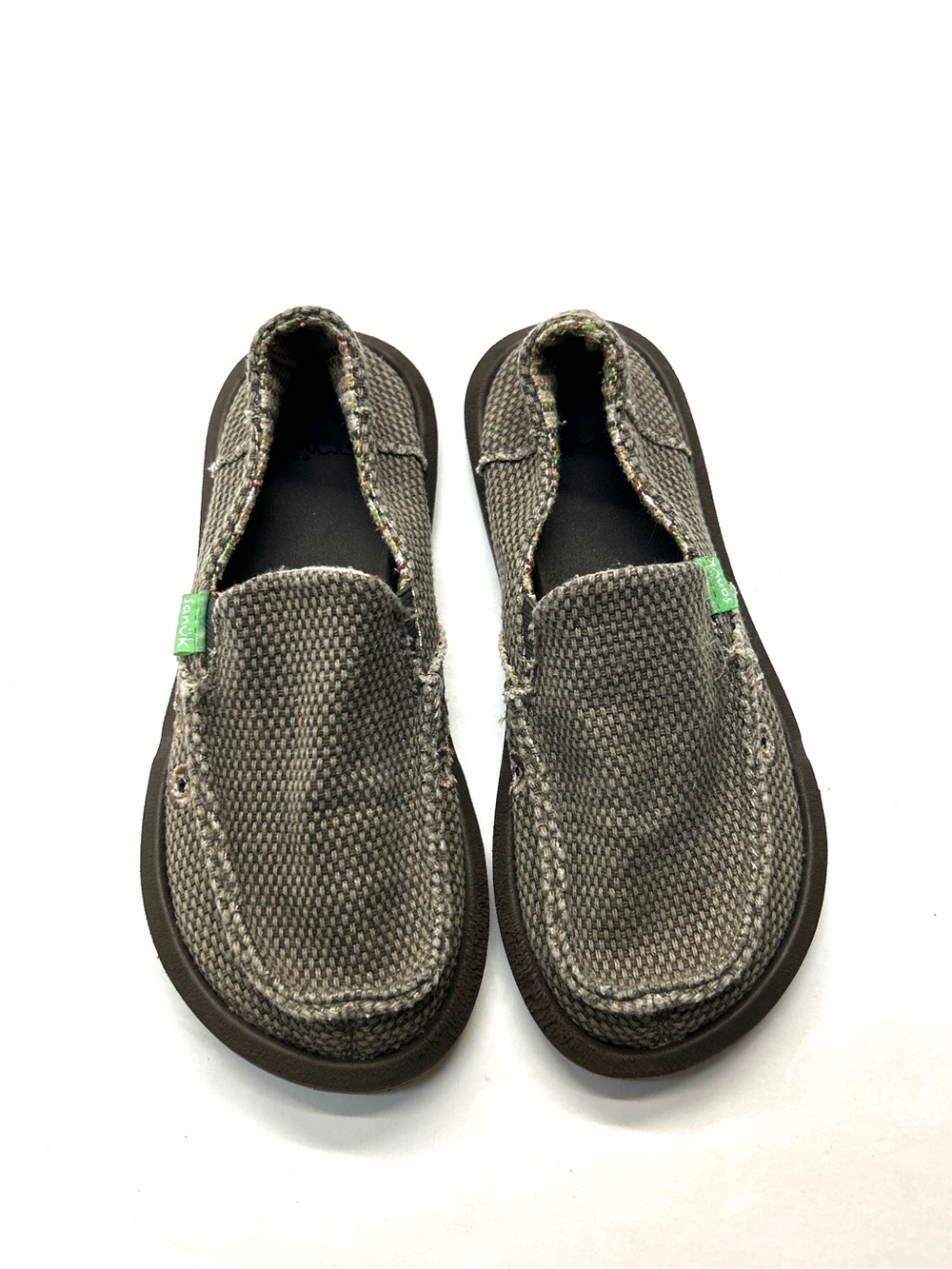 Sanuk Kids Slip-On Casual Shoes in Olive Brown Canvas Vagabond